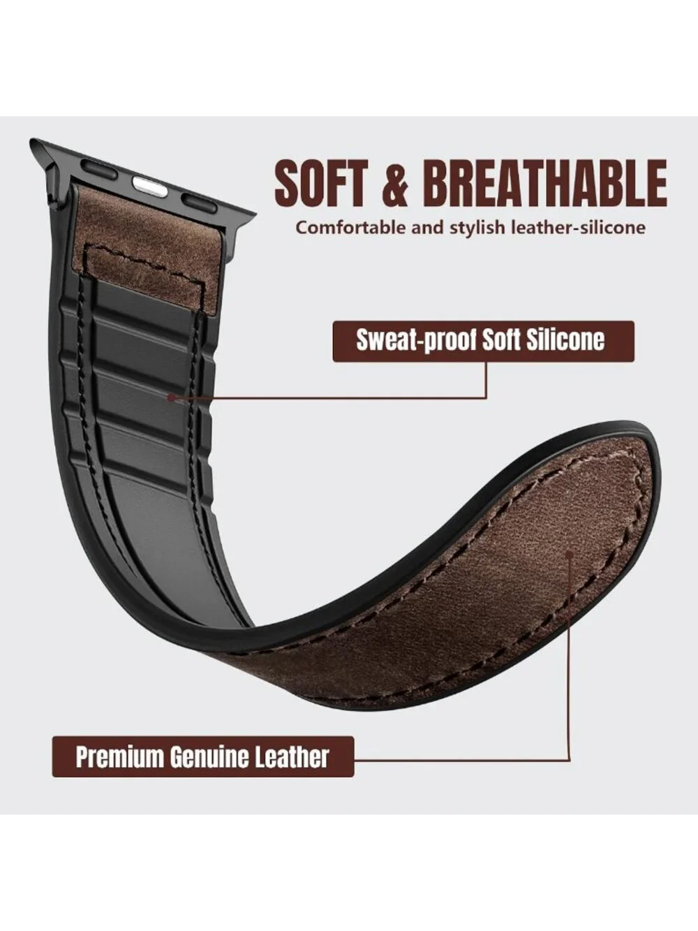 Genuine Leather Magnetic Bands for Apple Watch 38mm-49mm, Unisex iWatch Straps